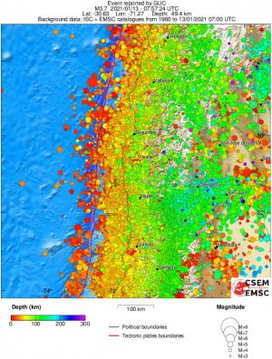 regional depth historical seismicity