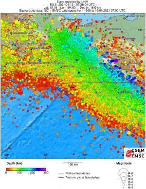 regional depth historical seismicity