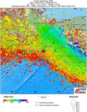 regional depth historical seismicity
