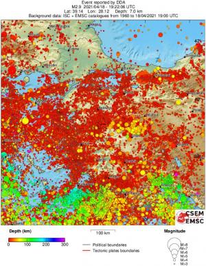 regional depth historical seismicity