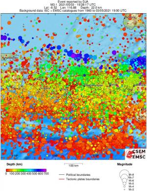 regional depth historical seismicity
