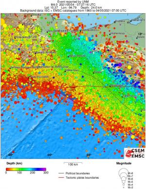 regional depth historical seismicity